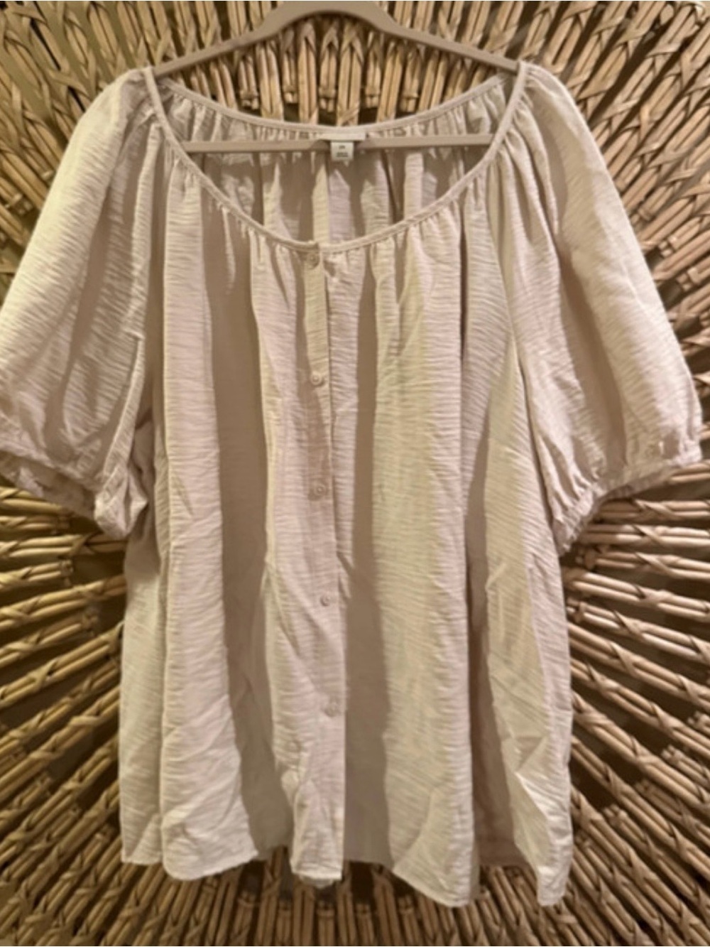 Ava & Viv Cream Button-Front Peasant Blouse
